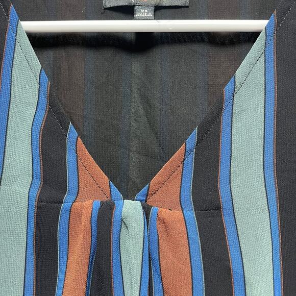 Madewell Women’s Striped Long Sleeve Blouse XS | Multicolor V-Neck Top - Picture 8 of 8